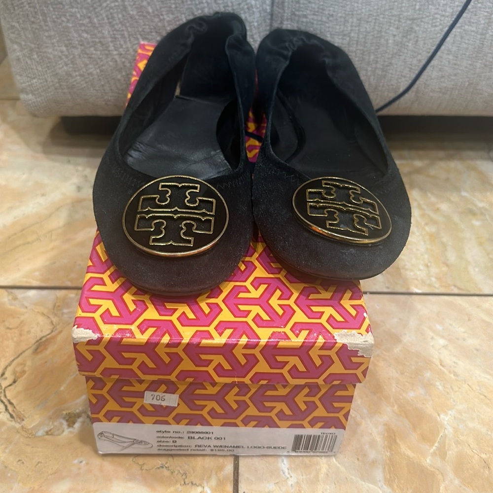 Tory Burch suede black flats size 9